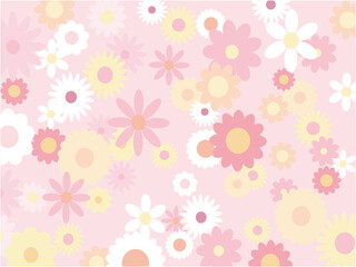 カラフルな花がいっぱい_花柄背景素材_ピンク系