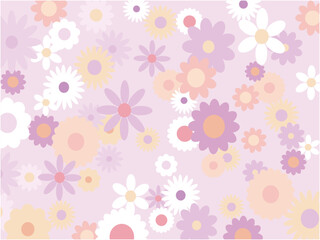 カラフルな花がいっぱい_花柄背景素材_パープルピンク系