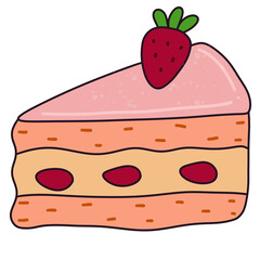 Strawberry Cake doodle,food icon