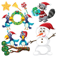 Set of Christmas element