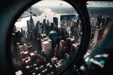 Fototapeta na wymiar Aerial view of the city generative ai