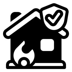 Home Fire Insurance Glyph Icon