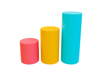 3d blank bar graph template. bar chart mock-up. data analysis. colorful statistic bar chart. 3d illustration.