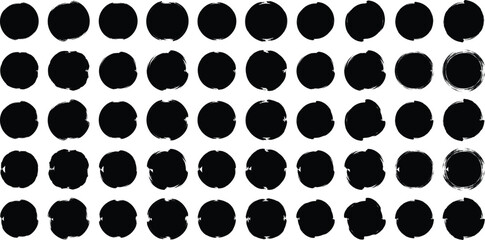 Grunge Circle Bold Line black abstract shape 50 Set 