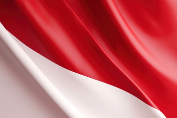 Red and white background, waving national flag of Indonesia, waved highly detailed close-up. Created with Generative AI Technology