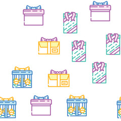 Fototapeta premium gift box birthday ribbon vector seamless pattern