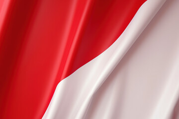 Naklejka premium Red and white background, waving national flag of Indonesia, waved highly detailed close-up. Created with Generative AI Technology