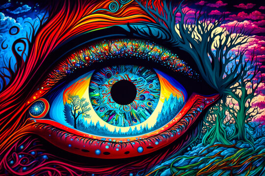 Œil mystique coloré - Générative IA