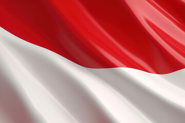 Red and white background, waving national flag of Indonesia, waved highly detailed close-up. Created with Generative AI Technology