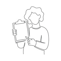 Presentation One line drawing on white background