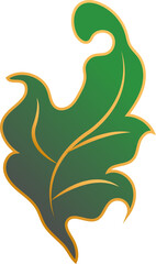 Nature botanic garden plant green leaf with golden outline