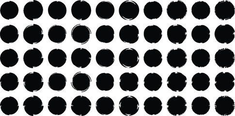 Grunge Circle Bold Line black abstract shape 50 Set 