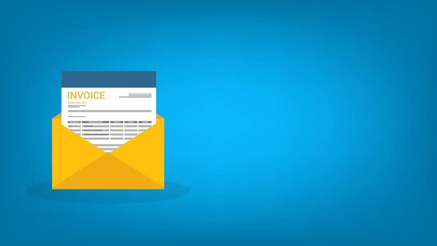 Invoice in an open envelope. Payment and invoicing document, business or financial operations.