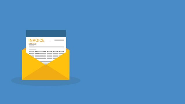 Invoice in an open envelope. Payment and invoicing document, business or financial operations.