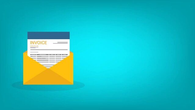 Invoice in an open envelope. Payment and invoicing document, business or financial operations.