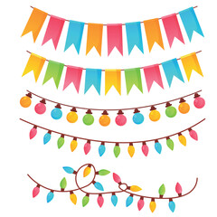 Vector bright cartoon image of garlands. The concept of parties, festivals and fun. A colorful element for your design.