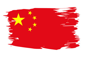 Flag of China painted with a brush stroke. Abstract concept. Chinese national flag in grunge style. Vector illustration