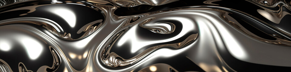 Sleek Glam Metal Texture with a Lustrous Liquid Chromed Finish