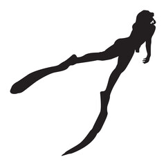 Silhouette of free diver icon vector illustration