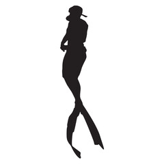 Silhouette of free diver icon vector illustration