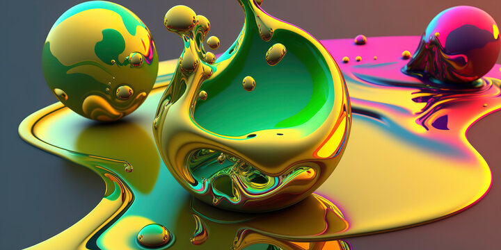 Abstract liquid vibrant colours, very colourful, ray tracing, unity URP shaders