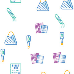 first aid kit medicine health vector seamless pattern
