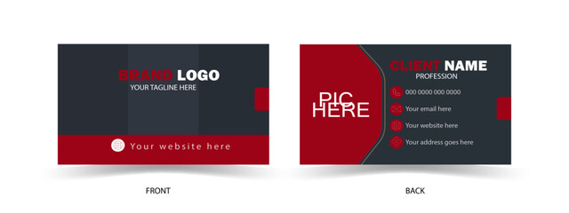 Clean and modern business card template - Red,white and light black color professional business card design