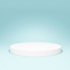 Round podium on blue background. 3d render.