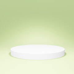 Round podium on green background. 3d render.
