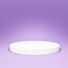 Round podium on purple background. 3d render.
