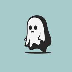 Cartoon ghost vector. Blue background ghost icon illustration.