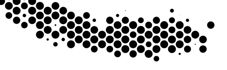 Abstract halfton background. A wave of black dots on a white background. The pattern is chaotic