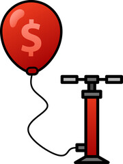 Inflation illustration. Balloon of currency for inflation illustration. International issues of economic and finance. Graphic resource for social issue about recession economy global