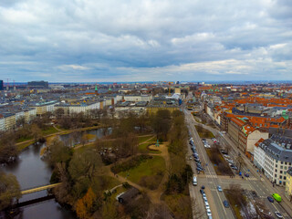 reathtaking Aerial View of Copenhagen's Ørstedspark and Iconic Landmarks - Perfect for Travel and Tourism Promotions!