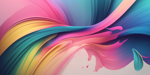 Gentle Pastel Color Scheme in Panoramic Abstract Art, Panoramic Abstract Landscape Featuring Muted Pastel Hues