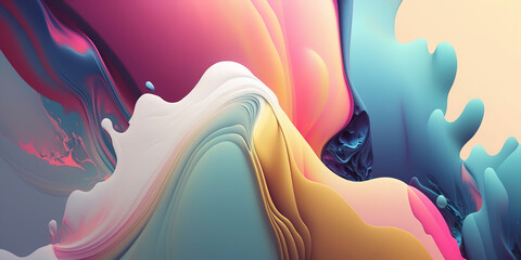 Gentle Pastel Color Scheme in Panoramic Abstract Art, Panoramic Abstract Landscape Featuring Muted Pastel Hues