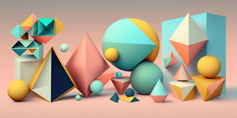 Playful Pastel-Colored Geometric Shapes for a Modern Aesthetic