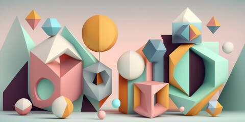 Soft Pastel Hues Enhancing a Vibrant Geometric Shapes Pattern