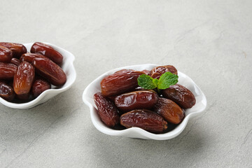 Delicious Kurma Tunisia, sweet dried dates palm fruits. Popular during Ramadan
