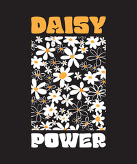 Seventies retro slogan Flower Power, with daisies.