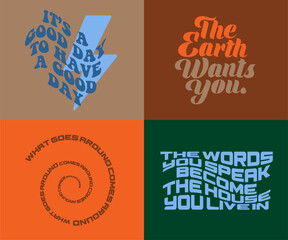 Collection of vector graphics for fashion, modern quotes with text, slogan, typographic design