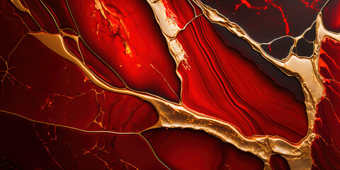 Vibrant red and gold marble texture wallpaper