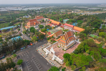 Fototapeta na wymiar Drone View of Wat Don Khanak at Nakhon Pathom, Thailand