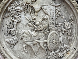 Indian gypsum panel chariot horse