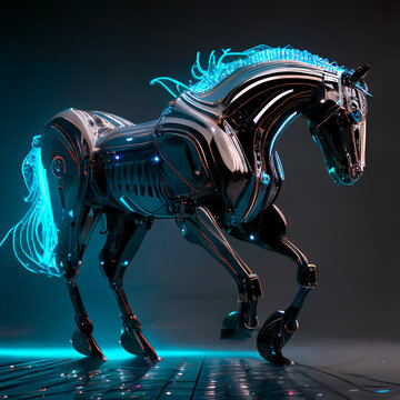 Creative illustration mechanical horse