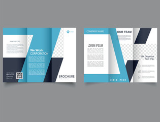 Geometric business trifold flyer. Corporate brochure, trifold template design