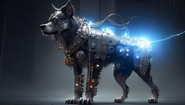 AI generates illustrations mechanical dog