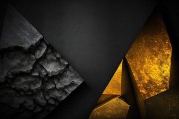 Dark black yellow golden stone concrete paper texture, abstract, textures, Generative AI