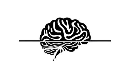Conceptual illustration of the human brain on a white background, generative AI.