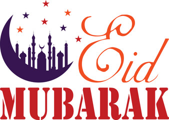 Eid Mubarak T-shirt Design Typography Vector Illustration and Colorful White Background